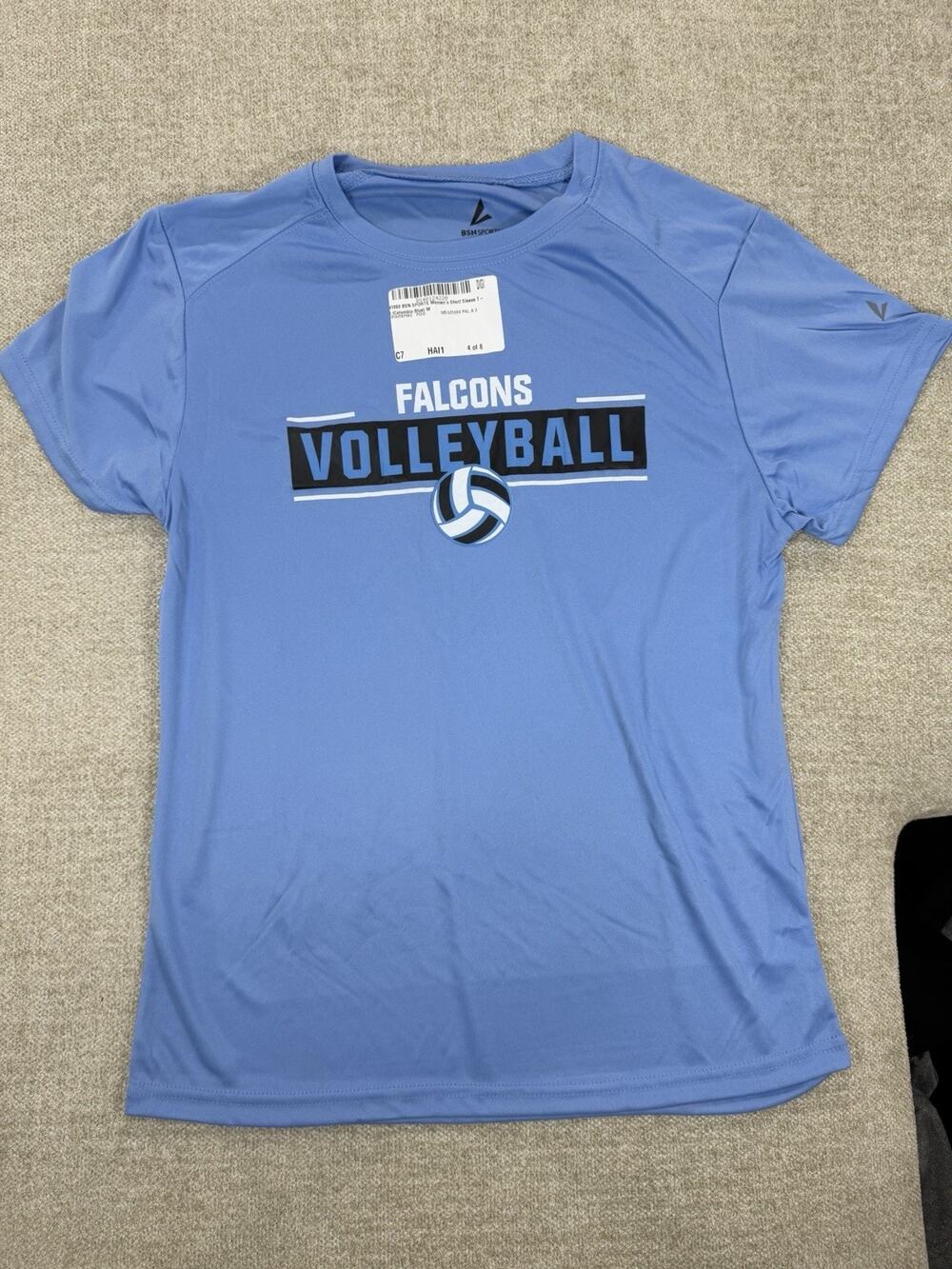 BSN Sports Performance Apparel Women's M Blue Crew Neck Volleyball Graphic Tee